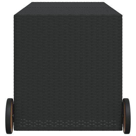 Tuinbox met wielen 283 L poly rattan zwart