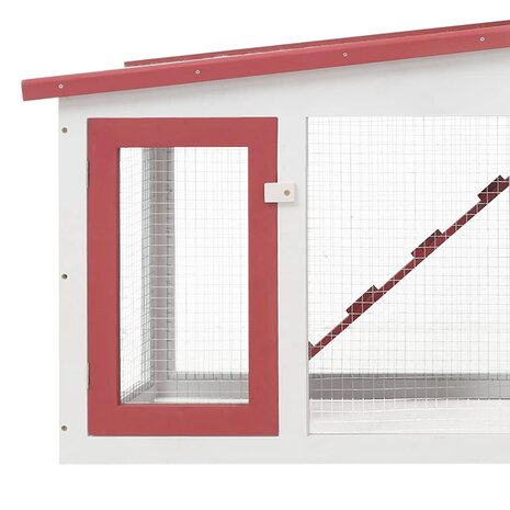 Konijnenhok voor buiten groot 201x45x85 cm hout rood en wit
