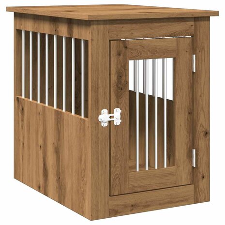 Hondenbench 45x62x59 cm bewerkt hout artisanaal eikenkleurig