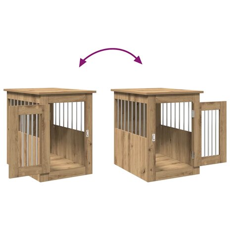 Hondenbench 45x62x59 cm bewerkt hout artisanaal eikenkleurig