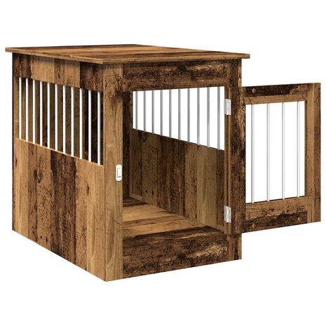 Hondenbench 55x80x68 cm bewerkt hout oud houtkleurig