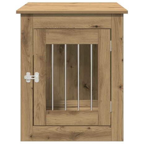 Hondenbench 55x75x65 cm bewerkt hout artisanaal eikenkleurig