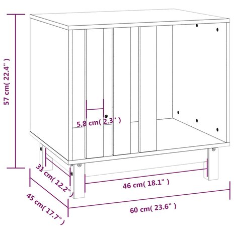 Hondenhok 60x45x57 cm massief grenenhout wit