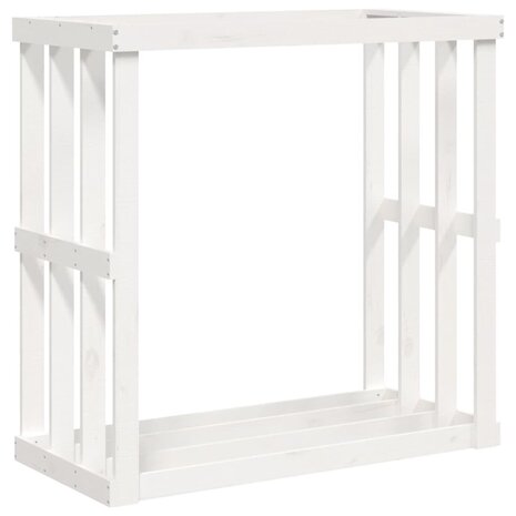 Houtblokhouder 108x52x106 cm massief grenenhout wit