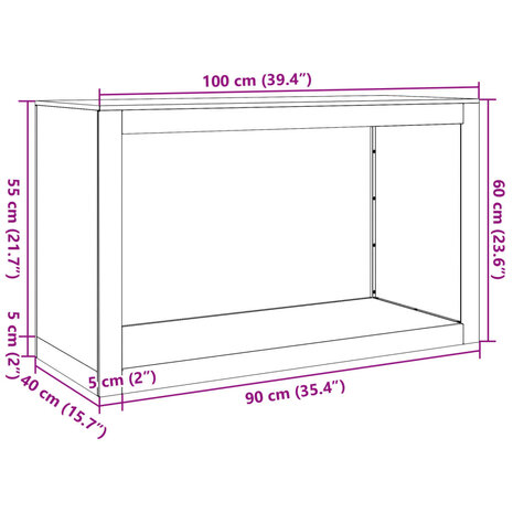 Haardhoutrek 100x40x60 cm staal wit