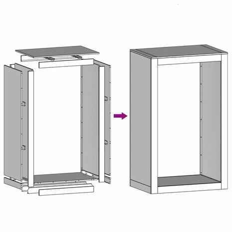 Haardhoutrek 60x40x100 cm staal wit