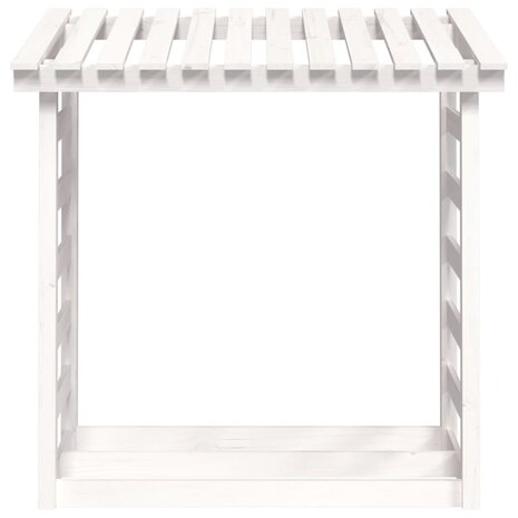 Haardhoutrek 108x64,5x110 cm massief grenenhout wit