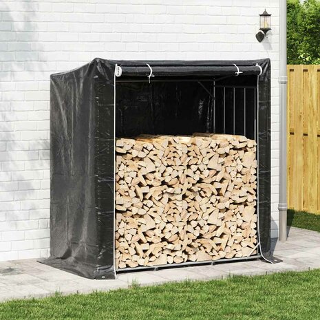 Haardhoutrek met regenhoes 200x100x200 cm gegalvaniseerd staal