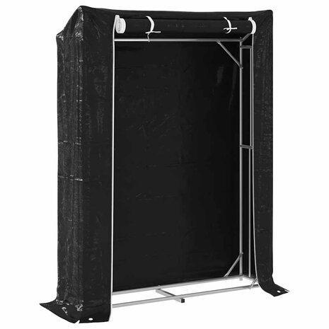 Haardhoutrek met regenhoes 150x40x200 cm gegalvaniseerd staal
