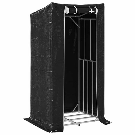 Haardhoutrek met regenhoes 100x80x200 cm gegalvaniseerd staal