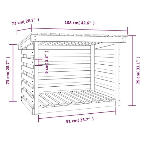 Haardhoutrek 108x73x79 cm massief grenenhout