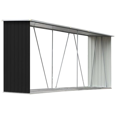 Haardhoutschuur 330x84x152 cm gegalvaniseerd staal antraciet