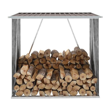 Haardhoutschuur 163x83x154 cm gegalvaniseerd staal bruin