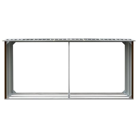Haardhoutschuur 330x92x153 cm gegalvaniseerd staal bruin
