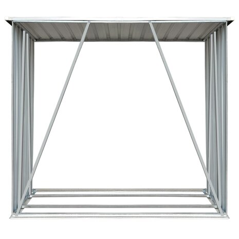 Haardhoutschuur 163x83x154 cm gegalvaniseerd staal grijs