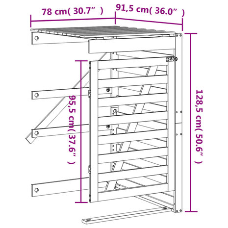 Containerberging verlengstuk massief grenenhout wit