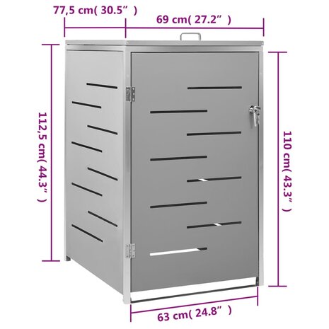 Containerberging enkel 69x77,5x112,5 cm roestvrij staal