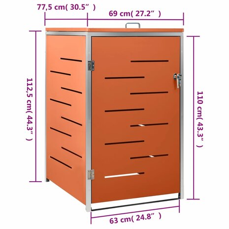 Containerberging enkel 69x77,5x112,5 cm roestvrij staal