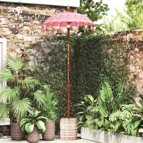 Parasol met Basis 250 cm Katoen, Hout