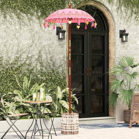 Parasol met Basis 250 cm Katoen, Hout