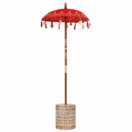 Parasol met Basis Rood, Bruin 250 cm Katoen, Hout
