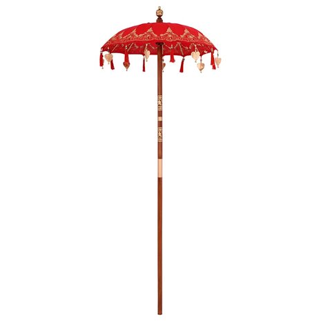 Parasol met Basis Rood, Bruin 250 cm Katoen, Hout