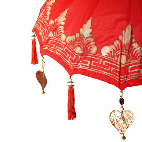 Parasol met Basis Rood, Bruin 250 cm Katoen, Hout