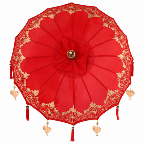 Parasol met Basis Rood, Bruin 250 cm Katoen, Hout