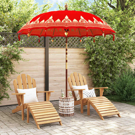 Balinese Parasol Rood 210-220 cm Katoen, massief hout