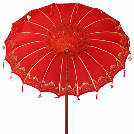 Balinese Parasol Rood 210-220 cm Katoen, massief hout