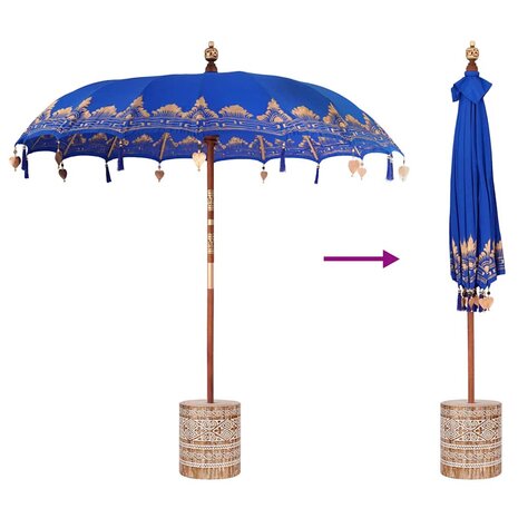 Balinese Parasol Blauw 210-220 cm Katoen, massief hout
