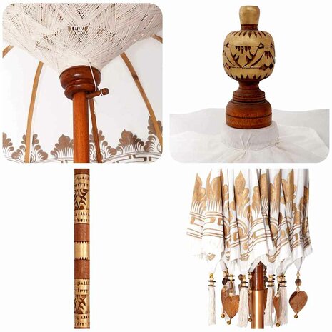 Balinese Parasol Crème 210-220 cm Katoen, massief hout