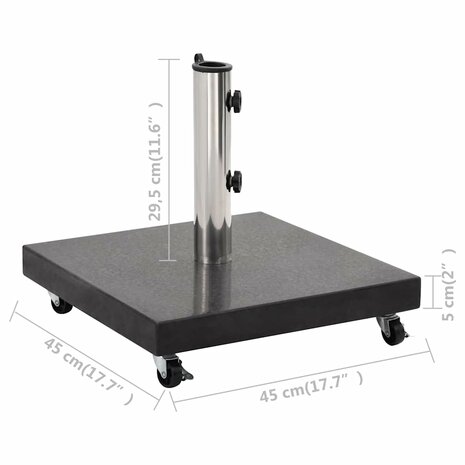 Parasolvoet vierkant 30 kg graniet zwart