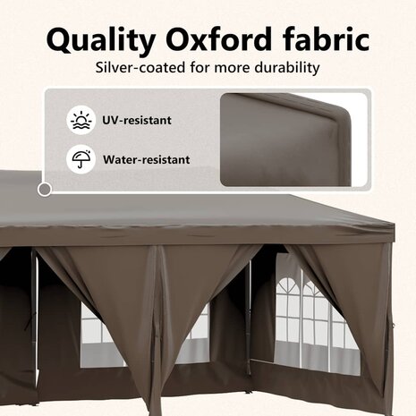 Partytent inklapbaar met zijwanden 3x6 m taupe