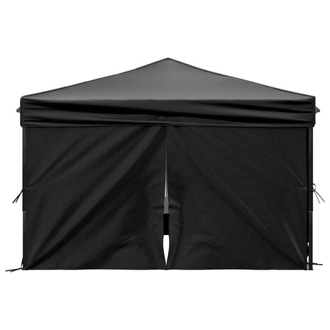Partytent inklapbaar met zijwanden 3x3 m zwart