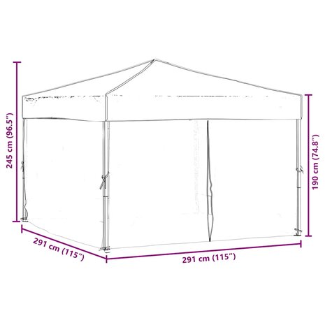 Partytent inklapbaar met zijwanden 3x3 m zwart