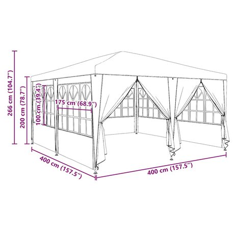 Partytent Wit 400 x 400 x 266 cm Polyester en staal