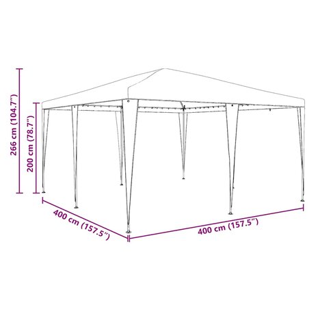 Partytent Wit 400 x 400 x 266 cm Polyester en staal