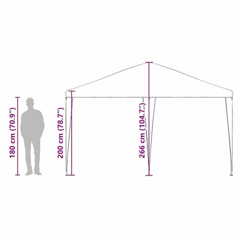 Partytent Wit 400 x 400 x 266 cm Polyester en staal