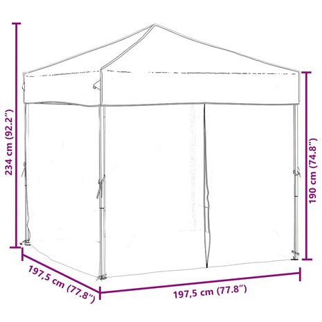 Partytent inklapbaar met zijwanden 2x2 m zwart