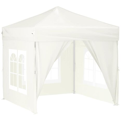 Partytent inklapbaar met zijwanden 2x2 m crèmekleurig
