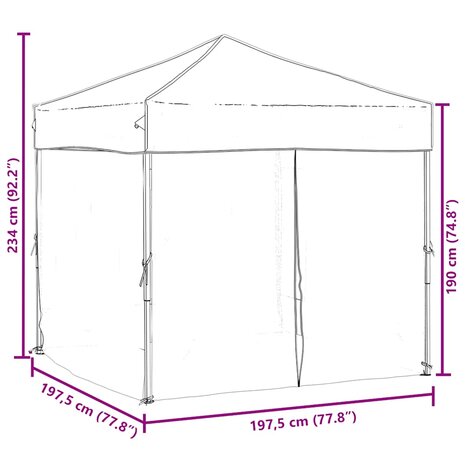 Partytent inklapbaar met zijwanden 2x2 m crèmekleurig