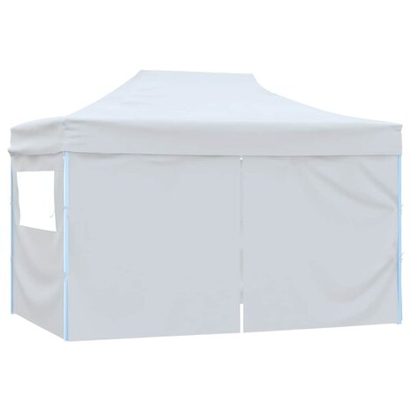 Partytent met 4 zijwanden inklapbaar 280x410x315 cm staal wit