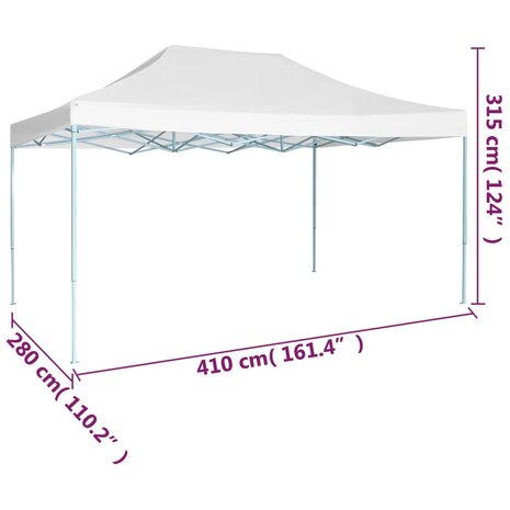 Partytent inklapbaar 280x410x315 cm staal wit