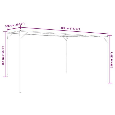 Prieel 4x4 m 180 g/m² stof en staal wit