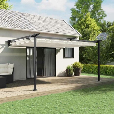 Wandgemonteerde Pergola Crème Staal