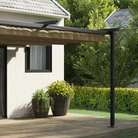 Wandgemonteerde Pergola Taupe Staal