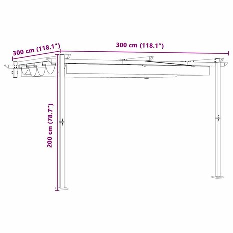 Wandgemonteerde Pergola Crème Staal