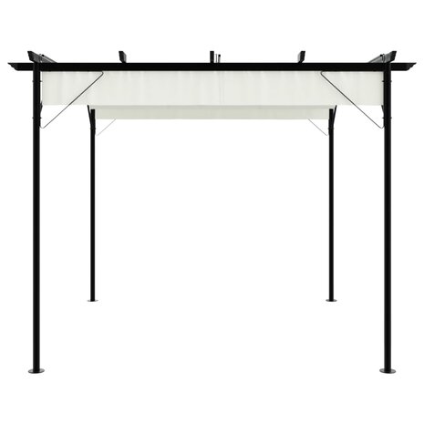 Pergola met uitschuifbaar dak 3x3 m staal crémewit