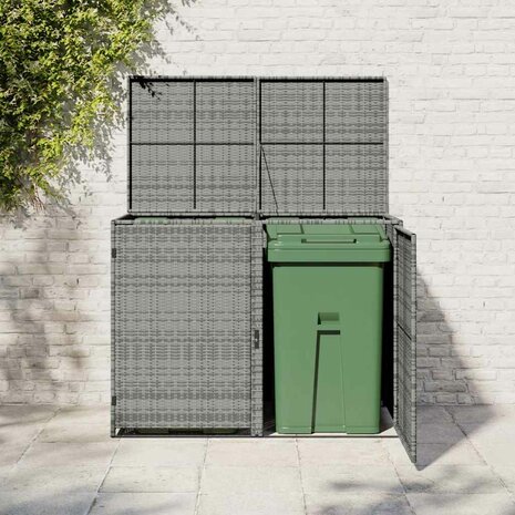 Containerberging dubbel 148x77x111 cm poly rattan antraciet